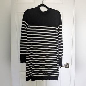 NWT LOFT Long Sleeve Black and White Sweater Dress, Size S